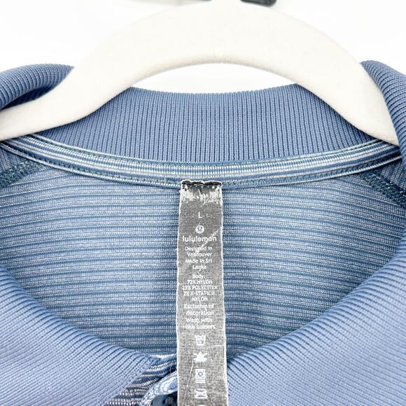 Lululemon Mens Get Outside Get Sweaty Metal Vent Tech Striped Polo Shirt Size L - Picture 3 of 7